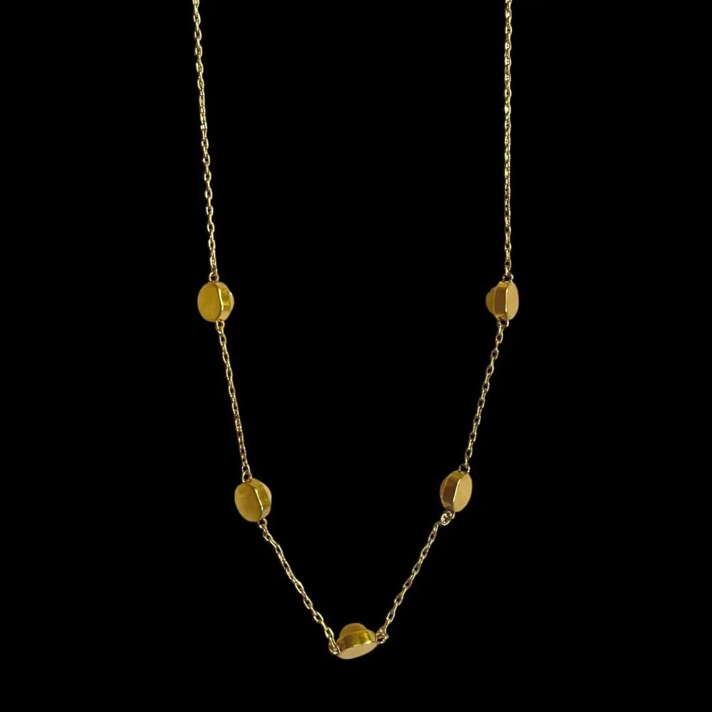 Madewell Station Necklace Gold Tone Iridescent Imitation Opal Bezel Dainty 18.5" - Picture 2 of 7